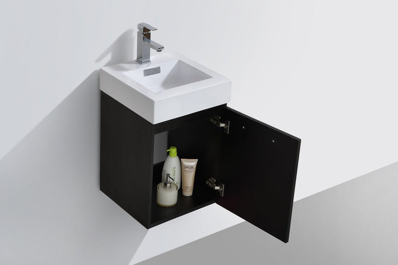 Kube Bath Bliss 16" Black Wall Mount Modern Bathroom Vanity - BSL16-BK