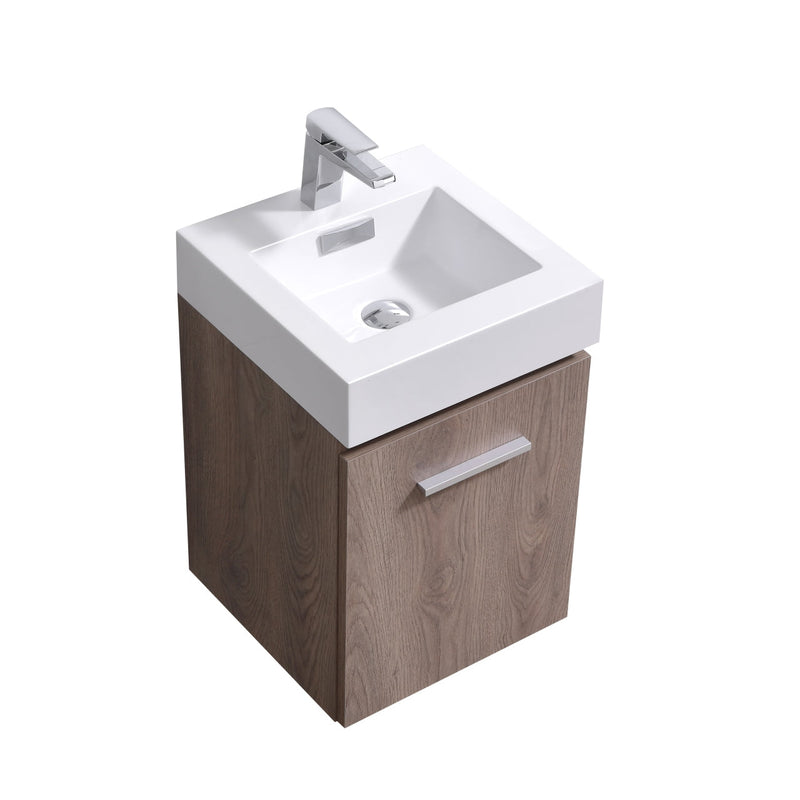 Kube Bath Bliss 16" Butternut Wall Mount Modern Bathroom Vanity - BSL16-BTN