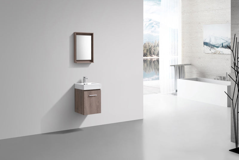 Kube Bath Bliss 16" Butternut Wall Mount Modern Bathroom Vanity - BSL16-BTN