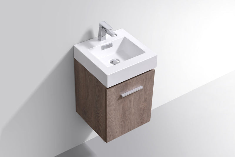 Kube Bath Bliss 16" Butternut Wall Mount Modern Bathroom Vanity - BSL16-BTN