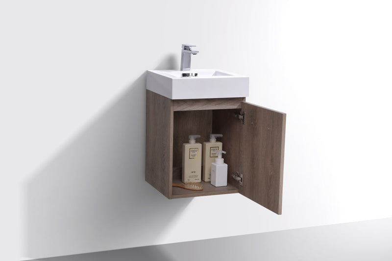 Kube Bath Bliss 16" Butternut Wall Mount Modern Bathroom Vanity - BSL16-BTN