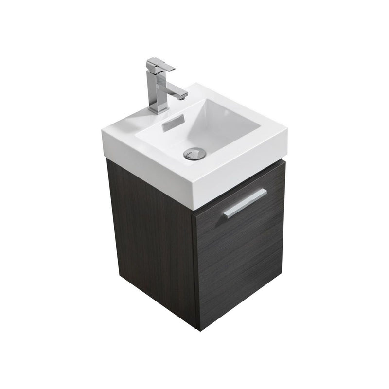 Kube Bath Bliss 16" Gray Oak Wall Mount Modern Bathroom Vanity - BSL16-GO