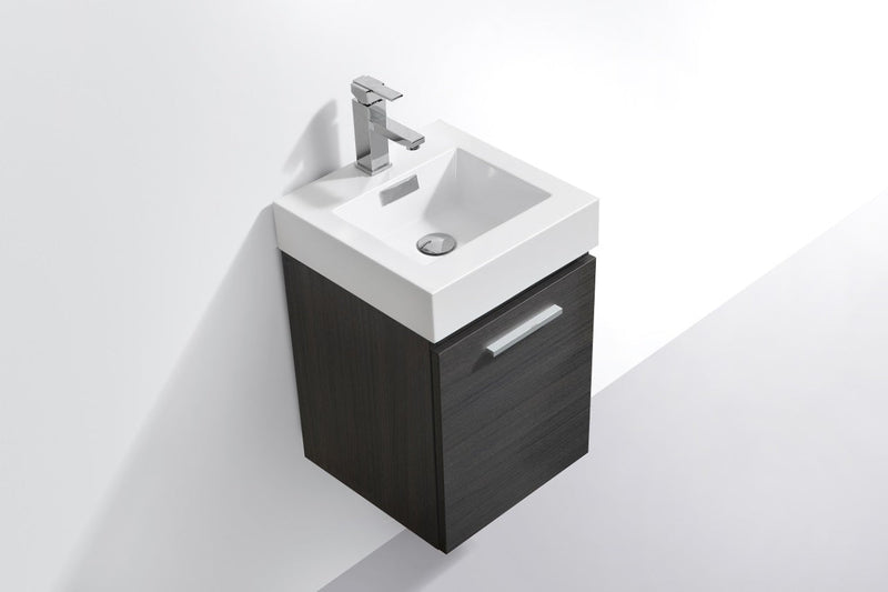Kube Bath Bliss 16" Gray Oak Wall Mount Modern Bathroom Vanity - BSL16-GO