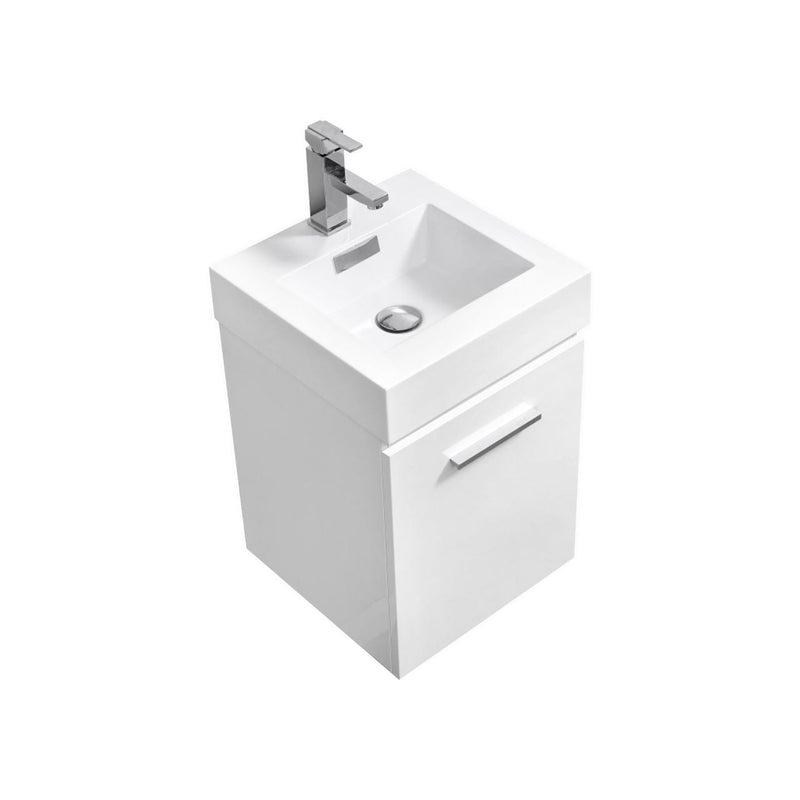 Kube Bath Bliss 16" High Gloss White Wall Mount Modern Bathroom Vanity - BSL16-GW