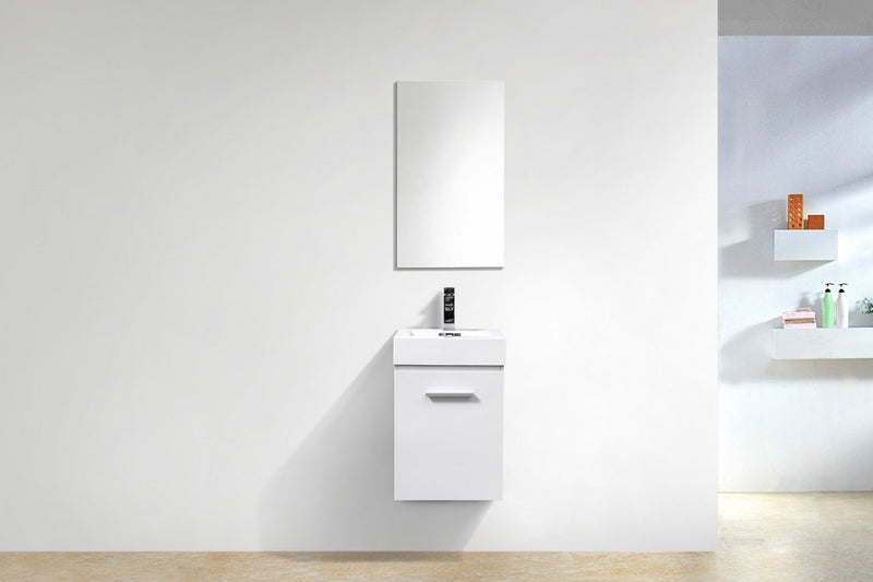 Kube Bath Bliss 16" High Gloss White Wall Mount Modern Bathroom Vanity - BSL16-GW