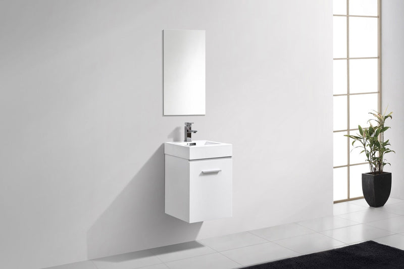 Kube Bath Bliss 16" High Gloss White Wall Mount Modern Bathroom Vanity - BSL16-GW
