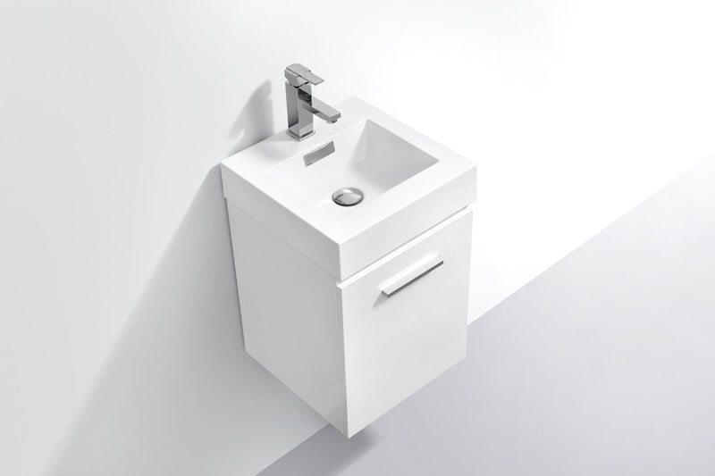 Kube Bath Bliss 16" High Gloss White Wall Mount Modern Bathroom Vanity - BSL16-GW