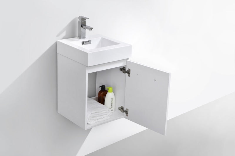 Kube Bath Bliss 16" High Gloss White Wall Mount Modern Bathroom Vanity - BSL16-GW