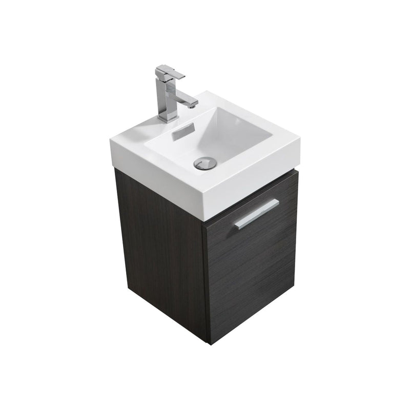 Kube Bath Bliss 16" High Gloss Gray Oak Wall Mount Modern Bathroom Vanity - BSL16-HGGO