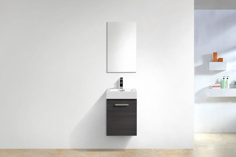 Kube Bath Bliss 16" High Gloss Gray Oak Wall Mount Modern Bathroom Vanity - BSL16-HGGO