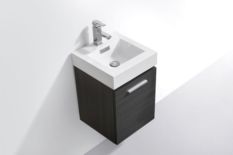 Kube Bath Bliss 16" High Gloss Gray Oak Wall Mount Modern Bathroom Vanity - BSL16-HGGO