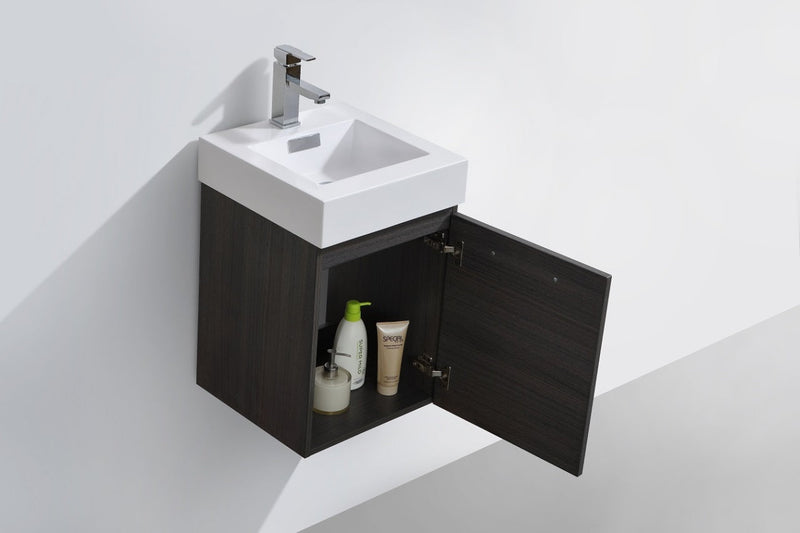 Kube Bath Bliss 16" High Gloss Gray Oak Wall Mount Modern Bathroom Vanity - BSL16-HGGO