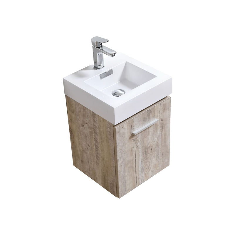 Kube Bath Bliss 16" Nature Wood Wall Mount Modern Bathroom Vanity - BSL16-NW