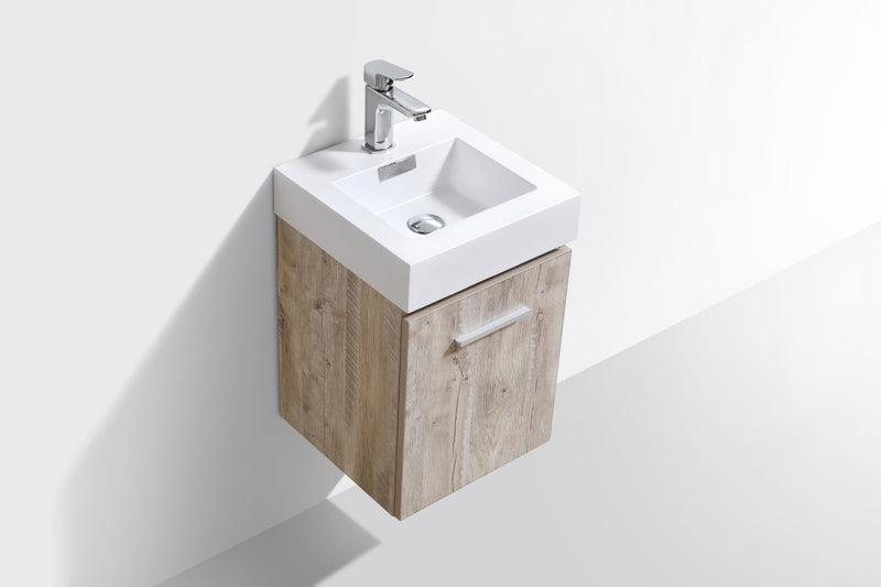 Kube Bath Bliss 16" Nature Wood Wall Mount Modern Bathroom Vanity - BSL16-NW