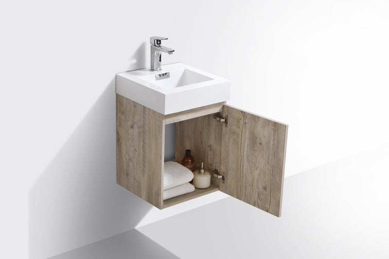 Kube Bath Bliss 16" Nature Wood Wall Mount Modern Bathroom Vanity - BSL16-NW
