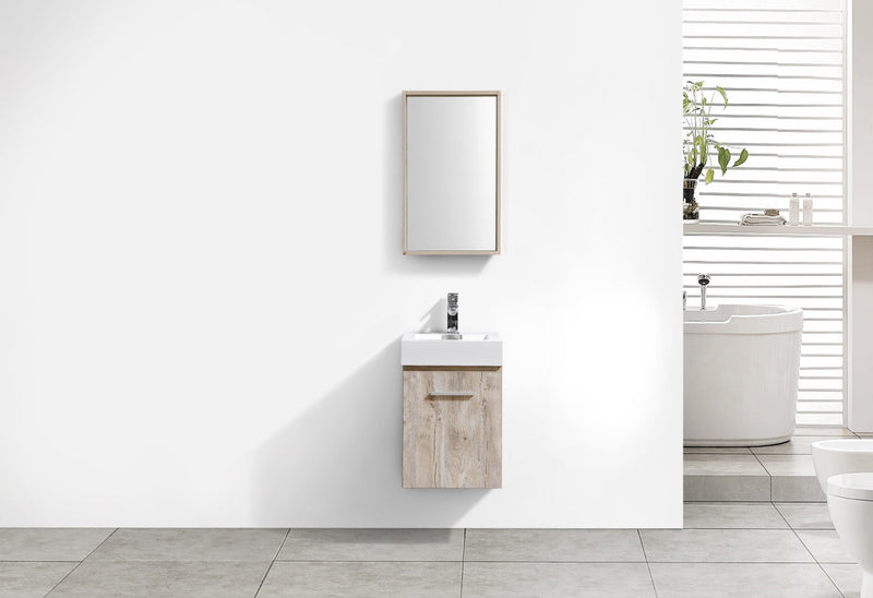Kube Bath Bliss 16" Nature Wood Wall Mount Modern Bathroom Vanity - BSL16-NW