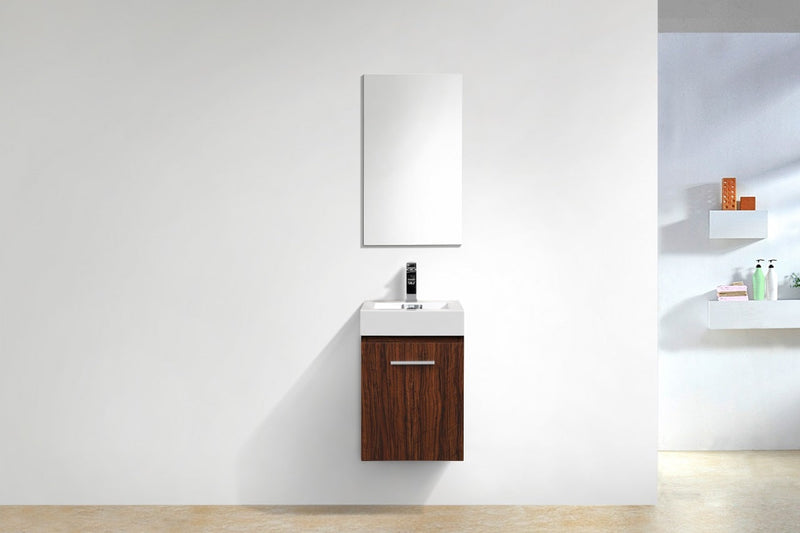 Kube Bath Bliss 16" Walnut Wall Mount Modern Bathroom Vanity - BSL16-WNT