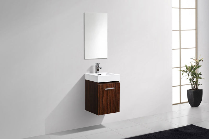 Kube Bath Bliss 16" Walnut Wall Mount Modern Bathroom Vanity - BSL16-WNT