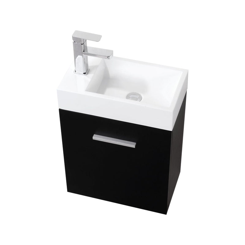 Kube Bath Bliss 18" Black Wall Mount Modern Bathroom Vanity - BSL18-BK