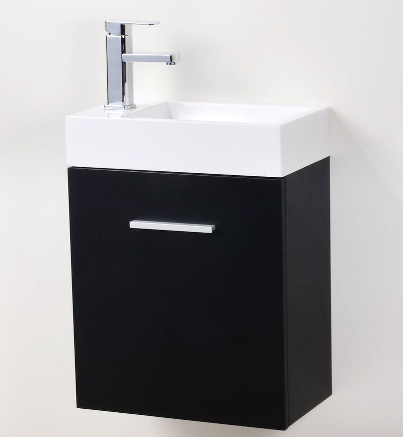 Kube Bath Bliss 18" Black Wall Mount Modern Bathroom Vanity - BSL18-BK