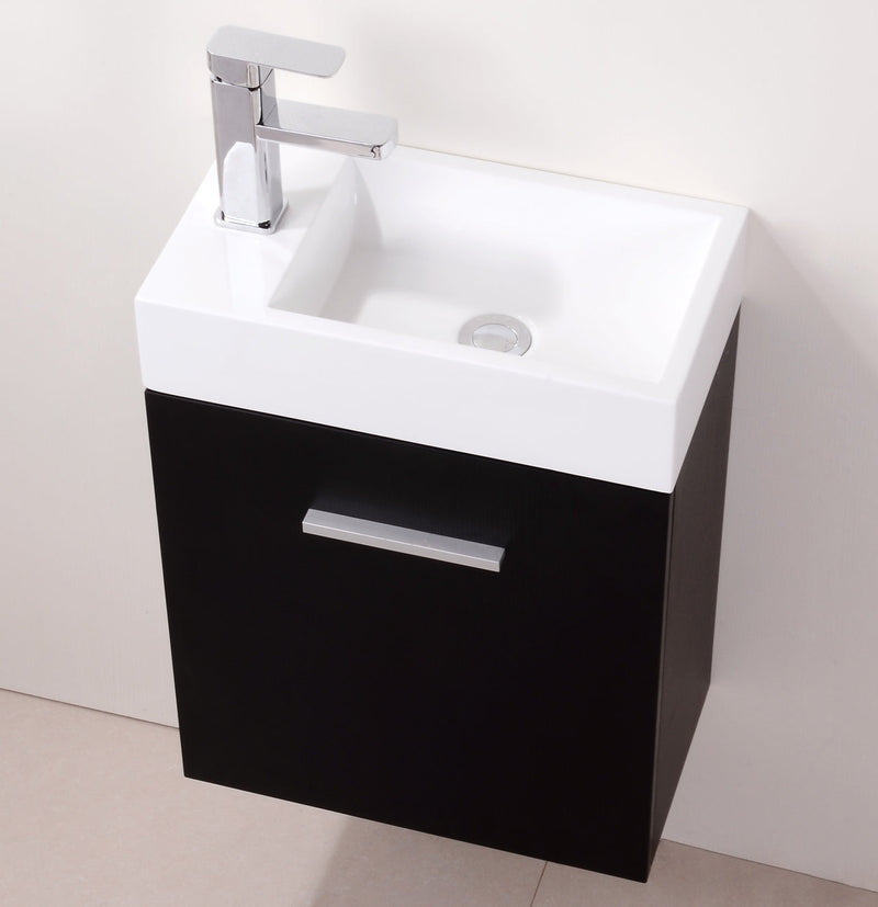 Kube Bath Bliss 18" Black Wall Mount Modern Bathroom Vanity - BSL18-BK