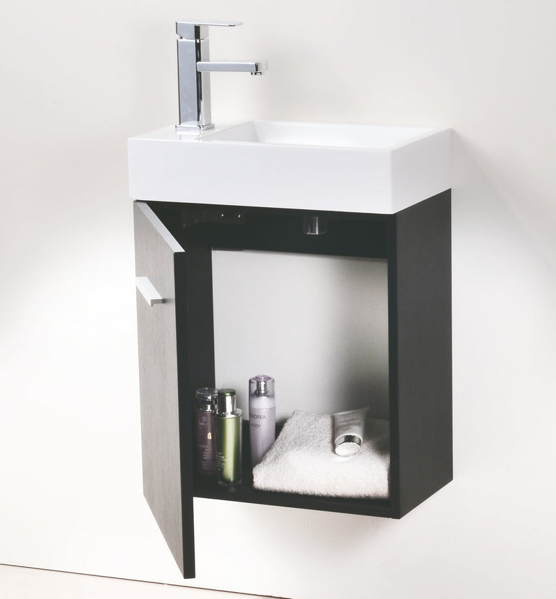 Kube Bath Bliss 18" Black Wall Mount Modern Bathroom Vanity - BSL18-BK
