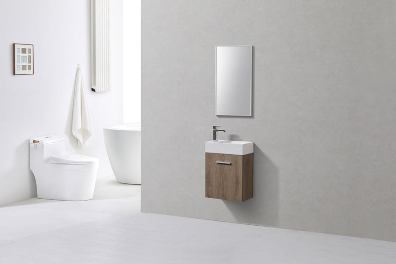 Kube Bath Bliss 18" Butternut Wall Mount Modern Bathroom Vanity - BSL18-BTN