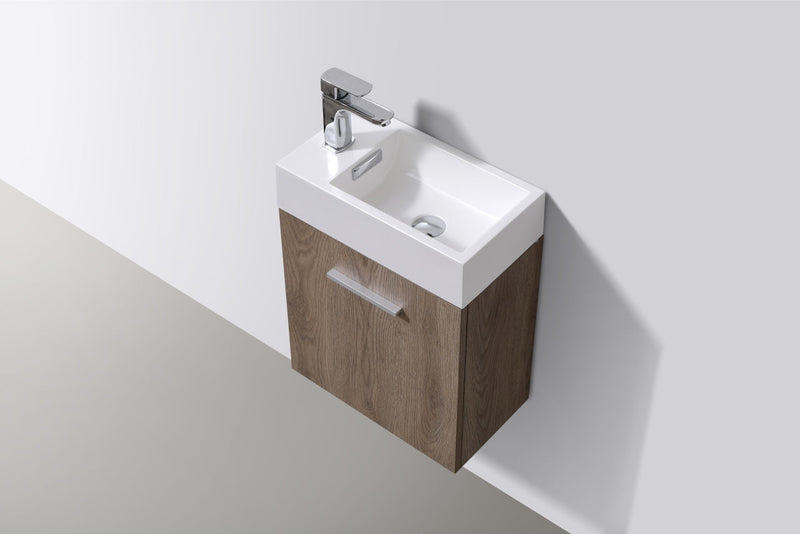 Kube Bath Bliss 18" Butternut Wall Mount Modern Bathroom Vanity - BSL18-BTN