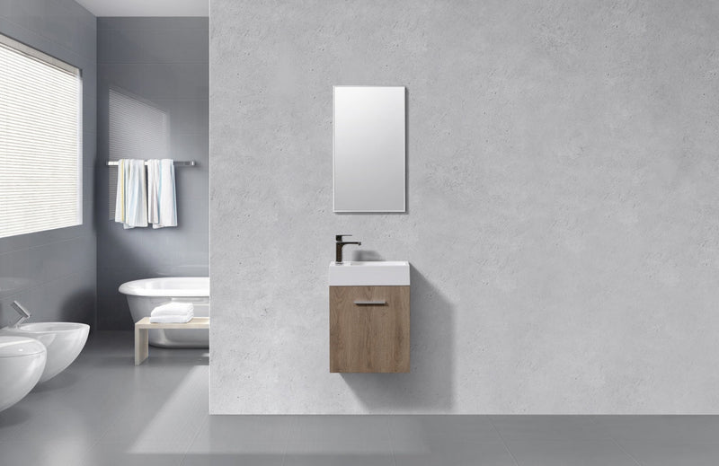 Kube Bath Bliss 18" Butternut Wall Mount Modern Bathroom Vanity - BSL18-BTN