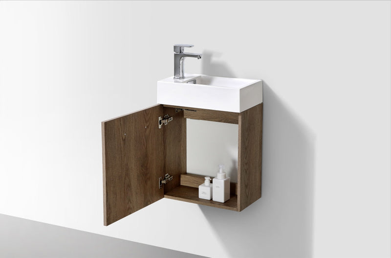 Kube Bath Bliss 18" Butternut Wall Mount Modern Bathroom Vanity - BSL18-BTN