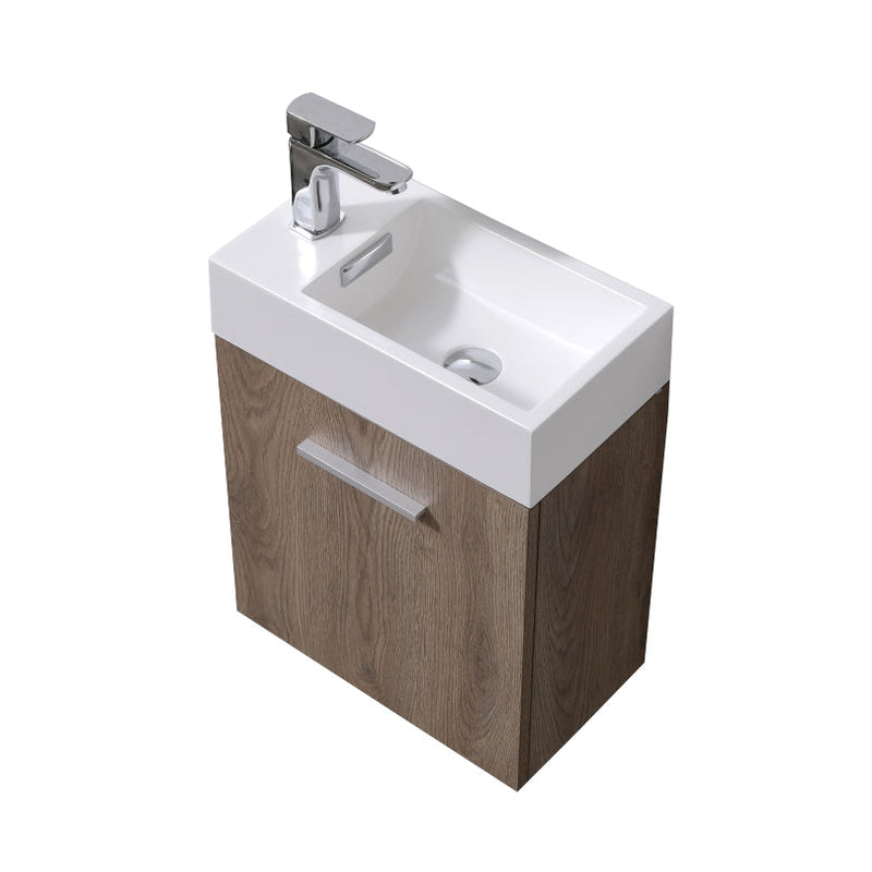 Kube Bath Bliss 18" Butternut Wall Mount Modern Bathroom Vanity - BSL18-BTN