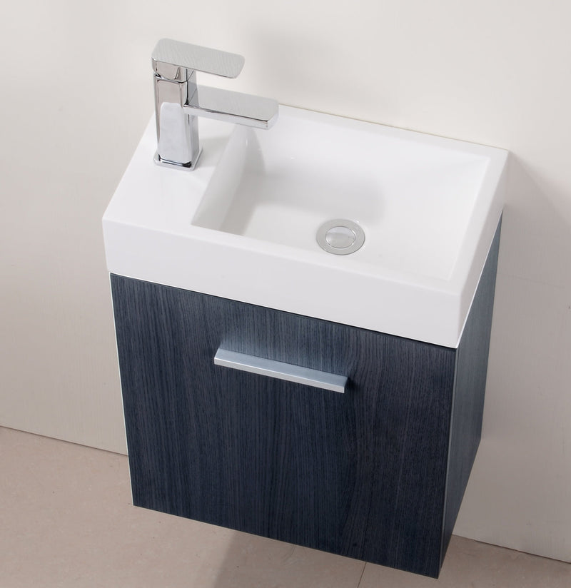 Kube Bath Bliss 18" Gray Oak Wall Mount Modern Bathroom Vanity - BSL18-GO