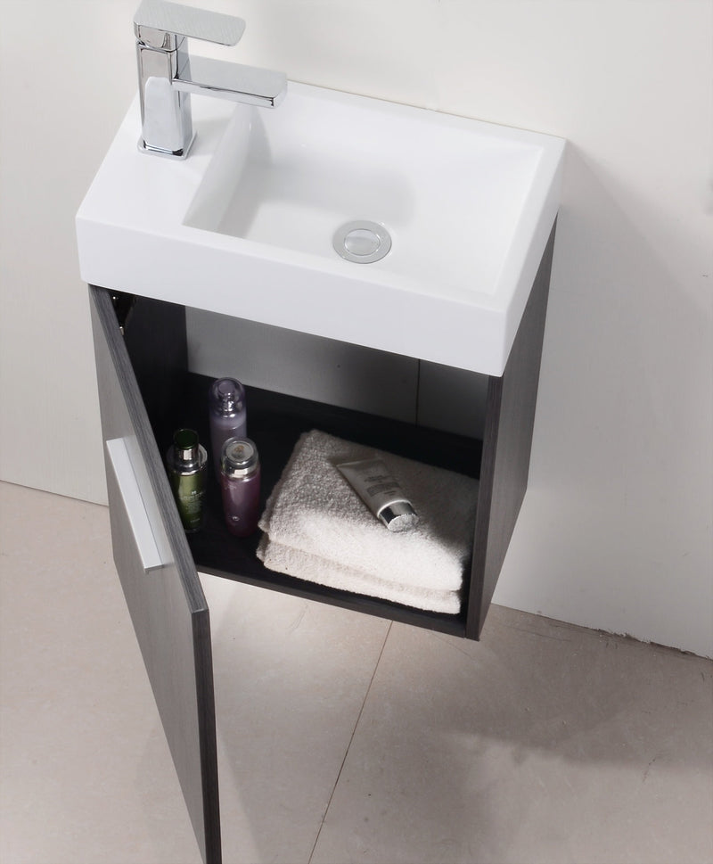 Kube Bath Bliss 18" Gray Oak Wall Mount Modern Bathroom Vanity - BSL18-GO