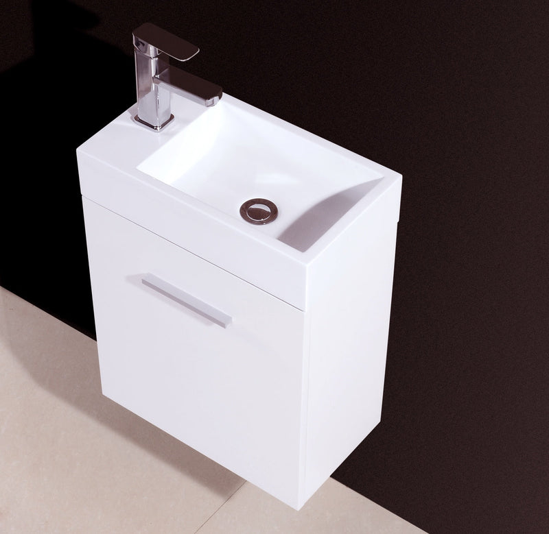 Kube Bath Bliss 18" High Gloss White Wall Mount Modern Bathroom Vanity - BSL18-GW