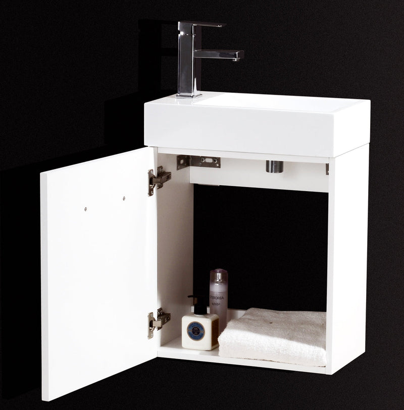 Kube Bath Bliss 18" High Gloss White Wall Mount Modern Bathroom Vanity - BSL18-GW