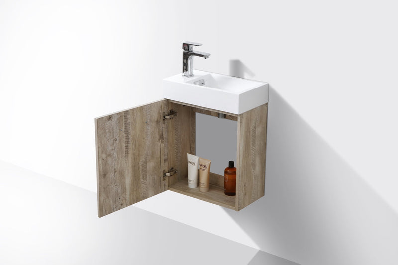 Kube Bath Bliss 18" Nature Wood Wall Mount Modern Bathroom Vanity - BSL18-NW