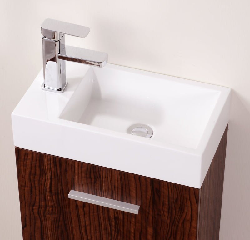 Kube Bath Bliss 18" Walnut Wall Mount Modern Bathroom Vanity - BSL18-WNT