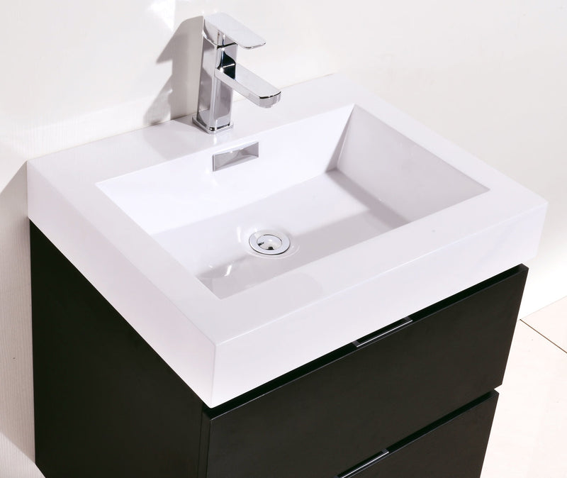 Kube Bath Bliss 24" Black Wall Mount Modern Bathroom Vanity - BSL24-BK