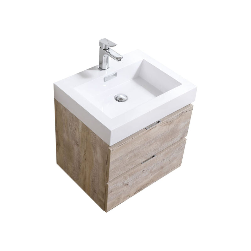 Kube Bath Bliss 24" Nature Wood Wall Mount Modern Bathroom Vanity - BSL24-NW