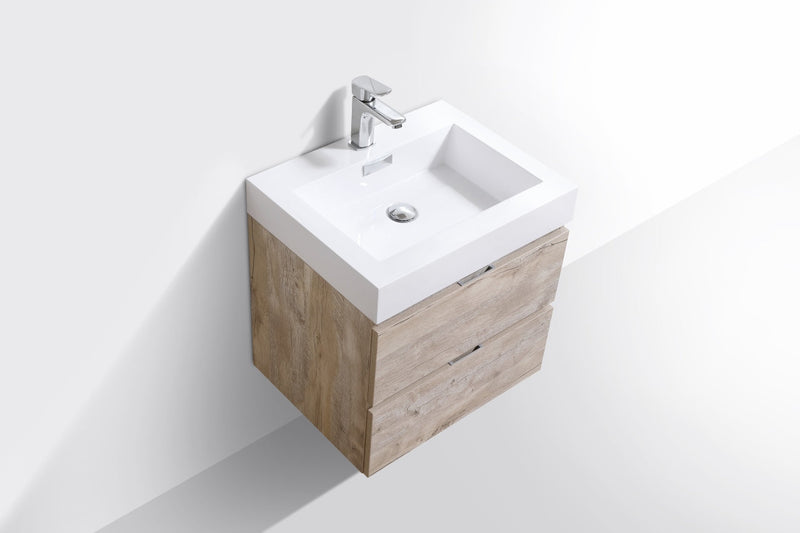 Kube Bath Bliss 24" Nature Wood Wall Mount Modern Bathroom Vanity - BSL24-NW