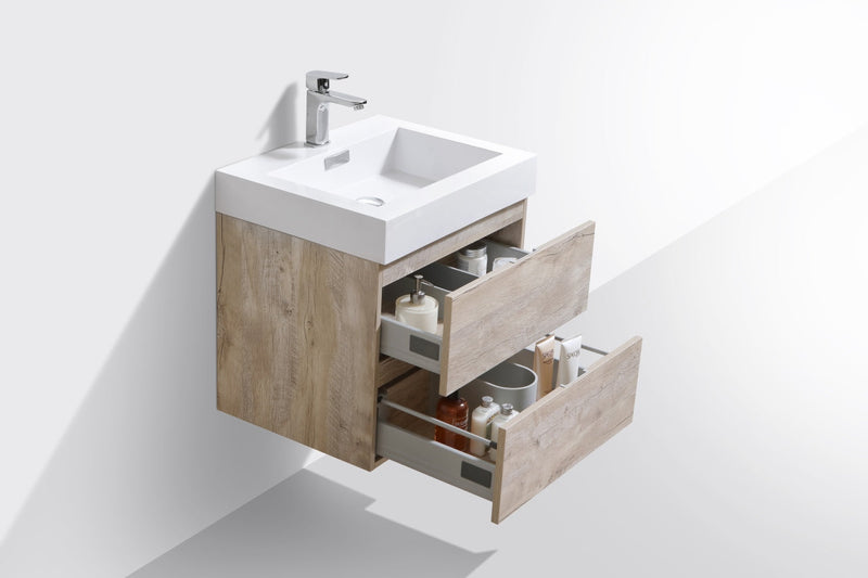 Kube Bath Bliss 24" Nature Wood Wall Mount Modern Bathroom Vanity - BSL24-NW