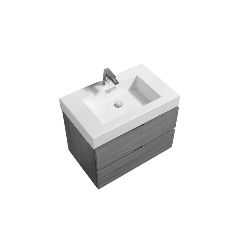 Kube Bath Bliss 24" Vulcan Ash Grey Wall Mount Modern Bathroom Vanity - BSL24-VAG