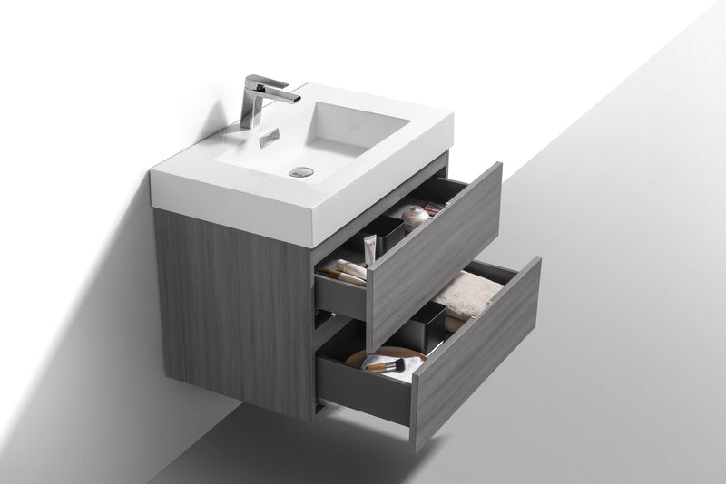 Kube Bath Bliss 24" Vulcan Ash Grey Wall Mount Modern Bathroom Vanity - BSL24-VAG
