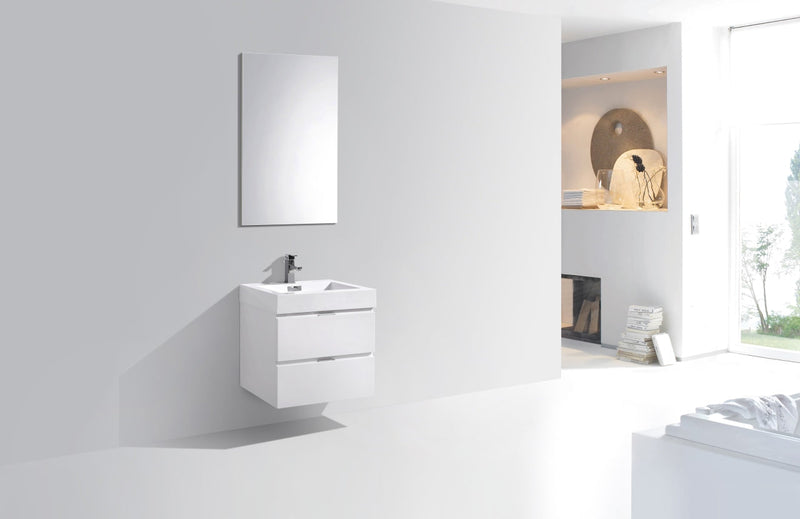Kube Bath Bliss 24" High Gloss White Wall Mount Modern Bathroom Vanity - BSL24-GW