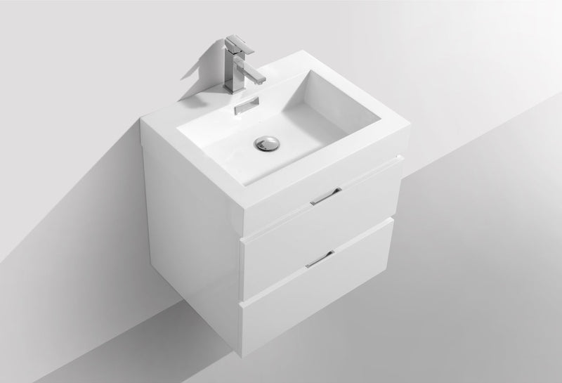 Kube Bath Bliss 24" High Gloss White Wall Mount Modern Bathroom Vanity - BSL24-GW