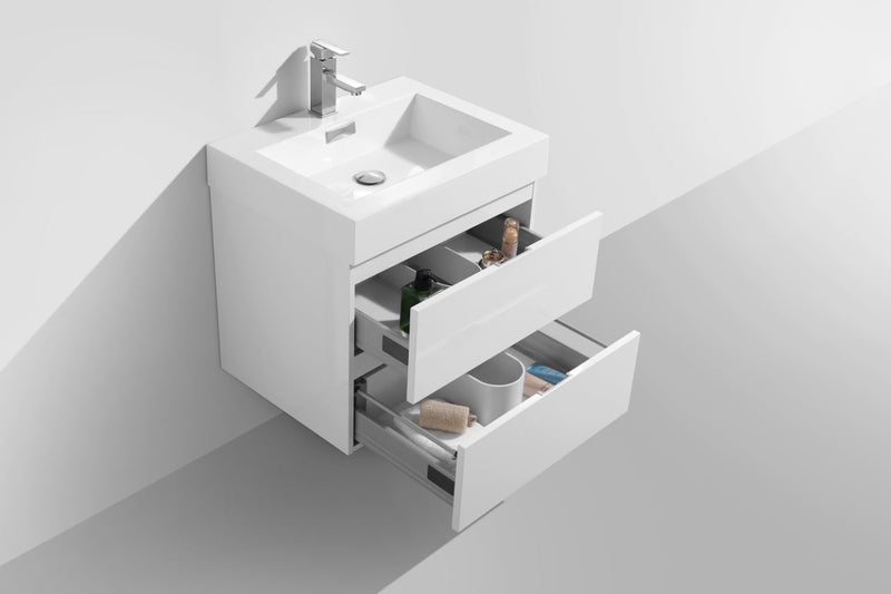 Kube Bath Bliss 24" High Gloss White Wall Mount Modern Bathroom Vanity - BSL24-GW