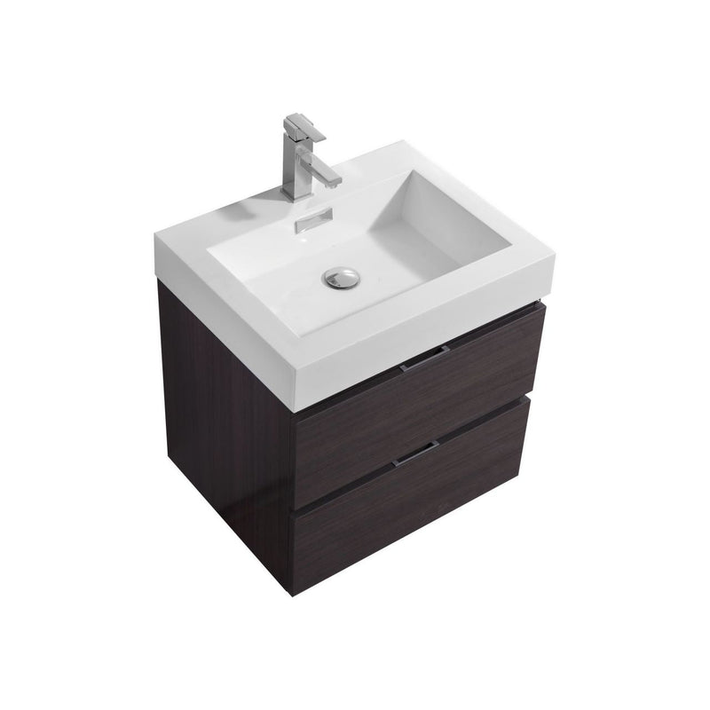 Kube Bath Bliss 24" High Gloss Grey Oak Wall Mount Modern Bathroom Vanity - BSL24-HGGO