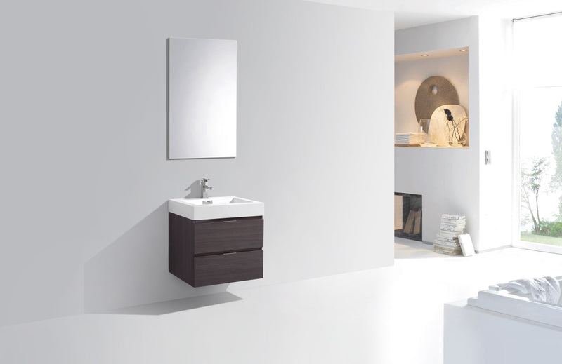 Kube Bath Bliss 24" High Gloss Grey Oak Wall Mount Modern Bathroom Vanity - BSL24-HGGO
