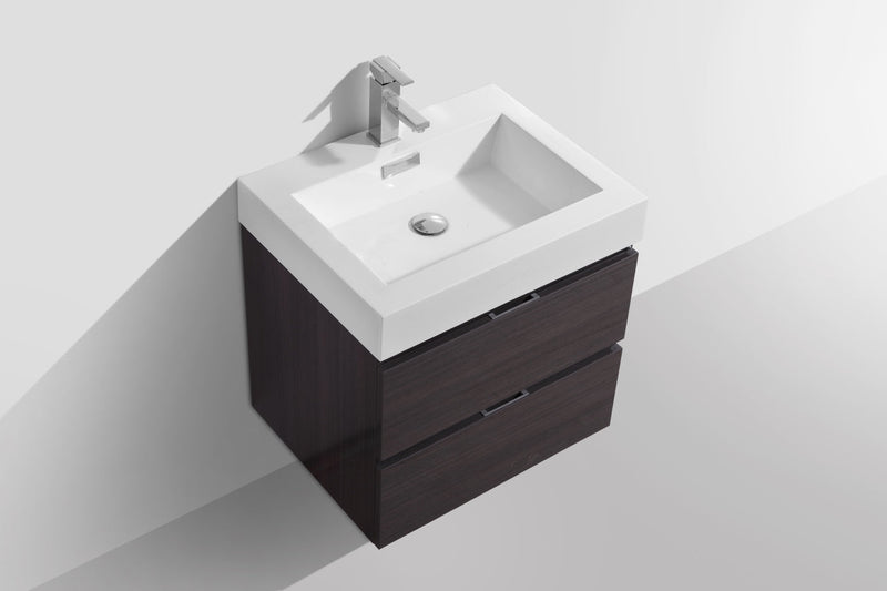 Kube Bath Bliss 24" High Gloss Grey Oak Wall Mount Modern Bathroom Vanity - BSL24-HGGO