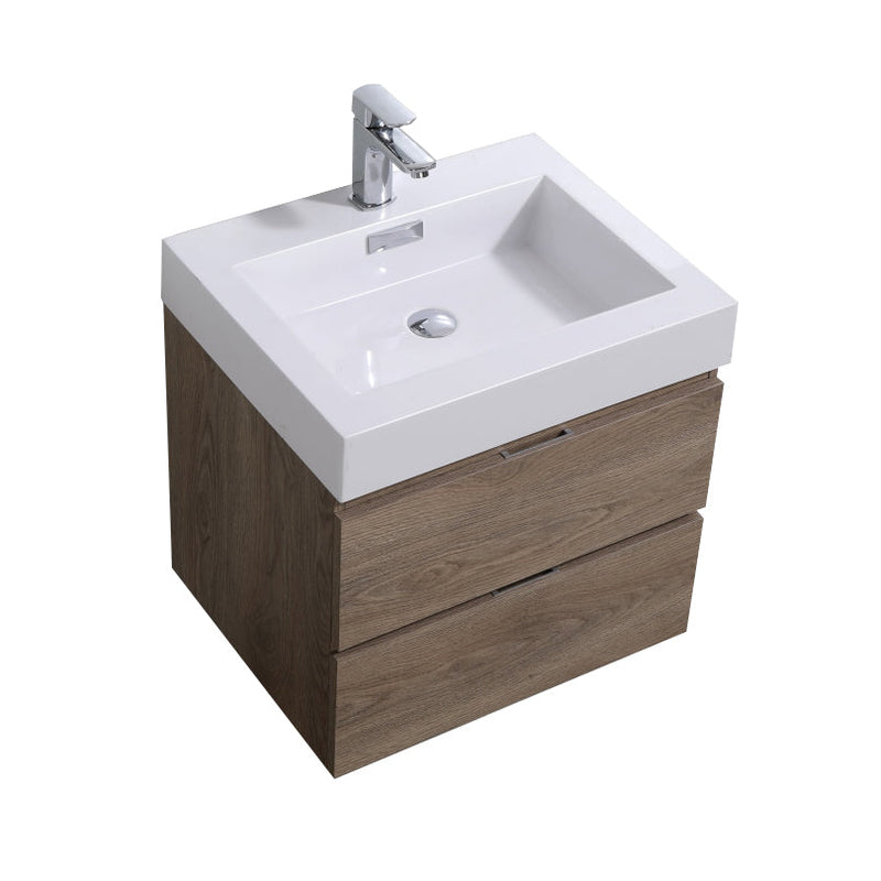 Kube Bath Bliss 24" Butternut Wall Mount Modern Bathroom Vanity - BSL24-BTN
